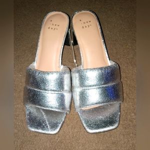 A New Day Silver Heels - Sizes 6 and 6.5